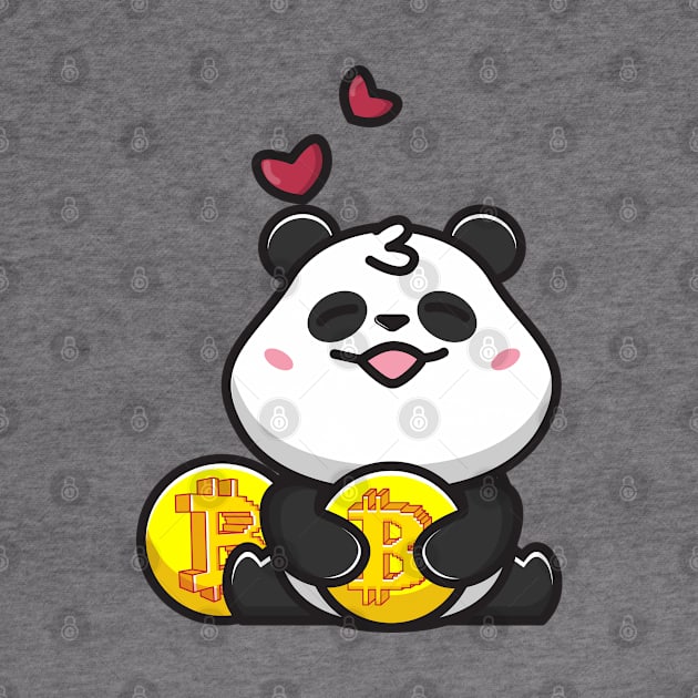 panda huging bitcoin by fflat hds